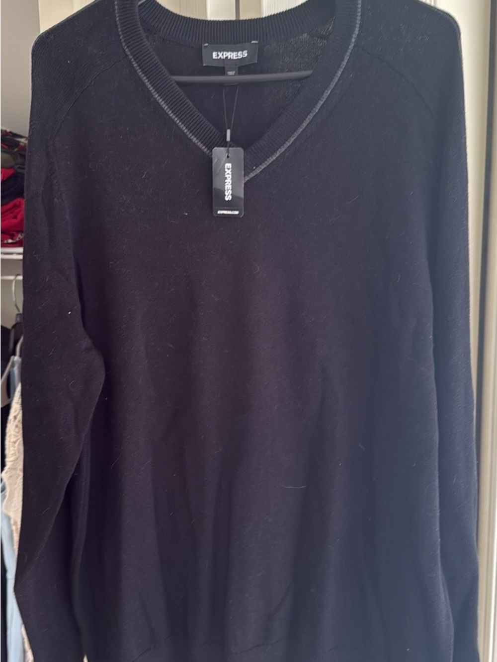 Express Men’s Black V-Neck Sweater
